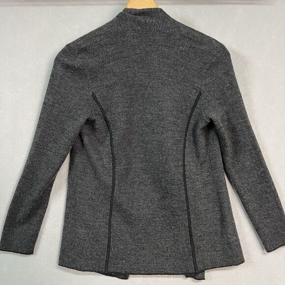 Eileen Fisher Women's‎ Black/Gray Merino Wool Open Front Jacket Blazer Sz Small - Picture 2 of 7